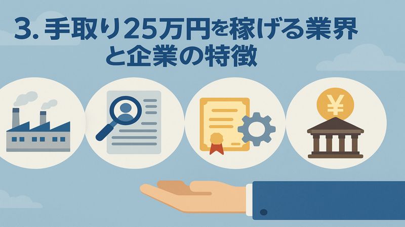 3.手取り25万円を稼げる業界と企業の特徴