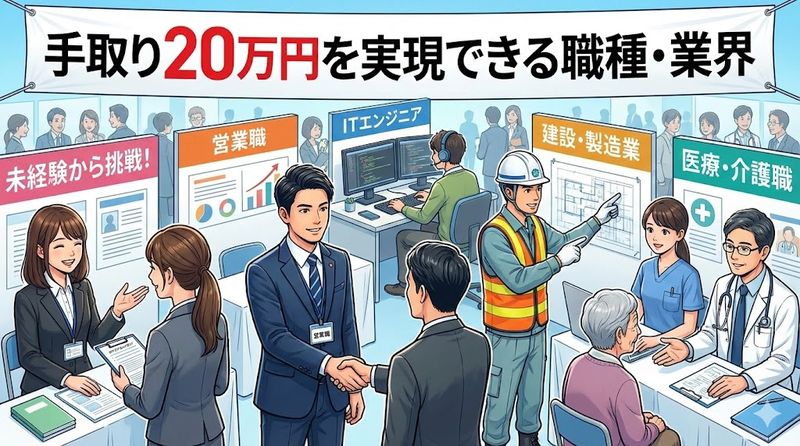 2. 手取り20万円を実現できる職種・業界