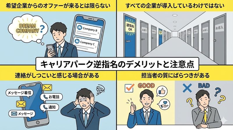 3.キャリアパーク逆指名のデメリットと注意点