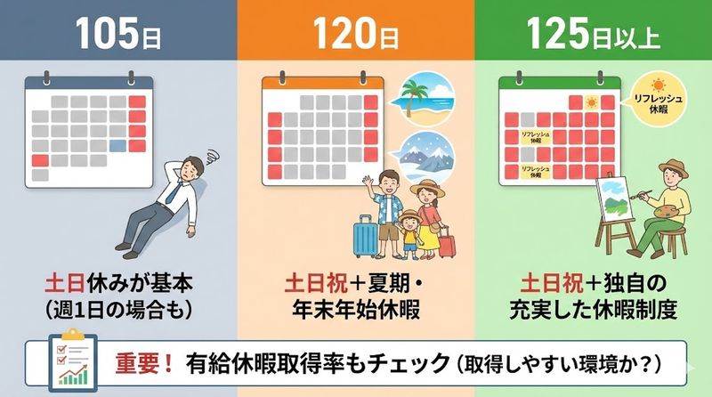 3.年間休日の日数別の働き方と生活スタイル
