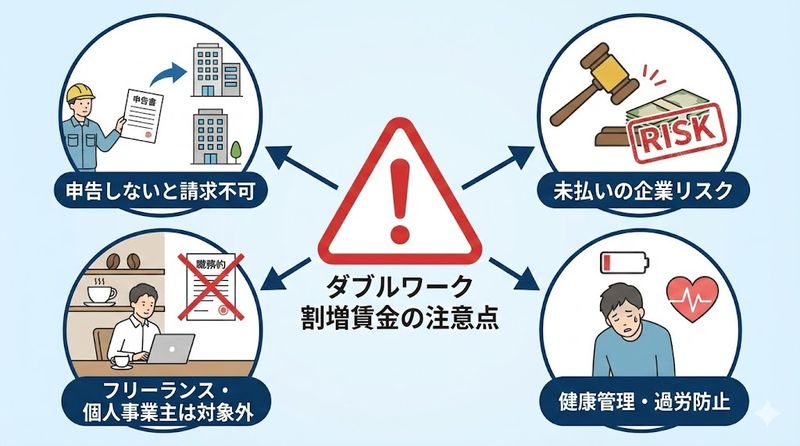 4.ダブルワークの割増賃金に関する注意点
