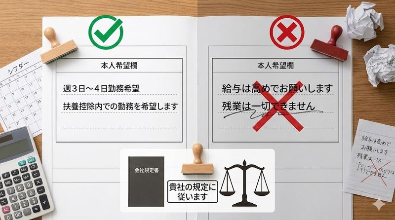3.本人希望欄に書いてもよい内容・書くべきでない内容