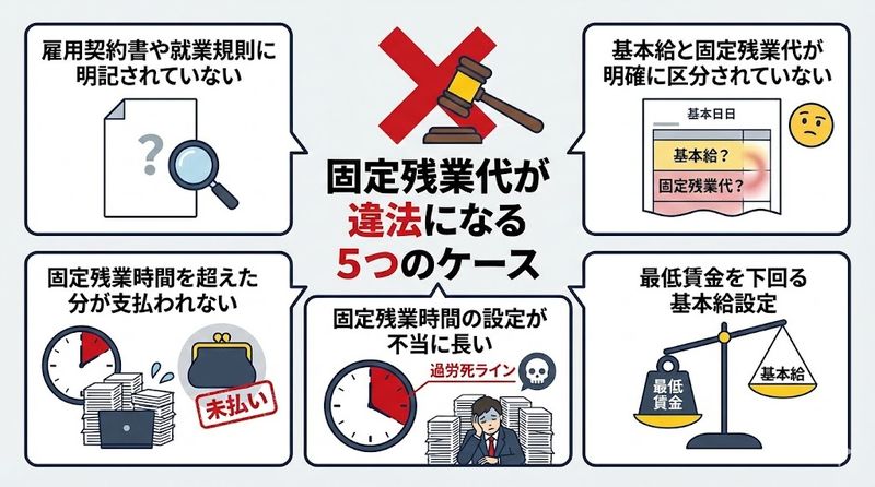 3.固定残業代が違法になる5つのケース