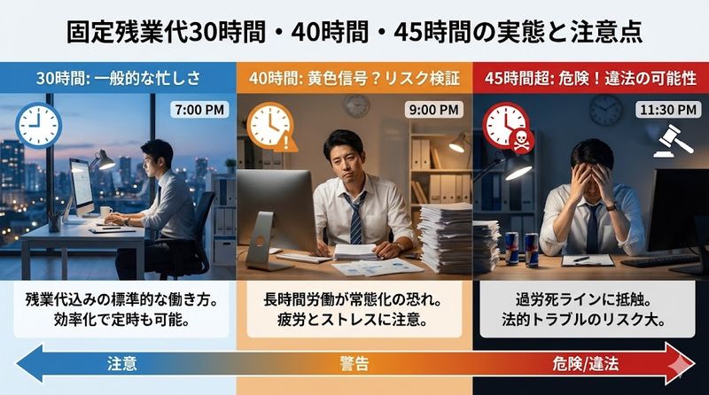 5.固定残業代30時間・40時間・45時間の実態と注意点
