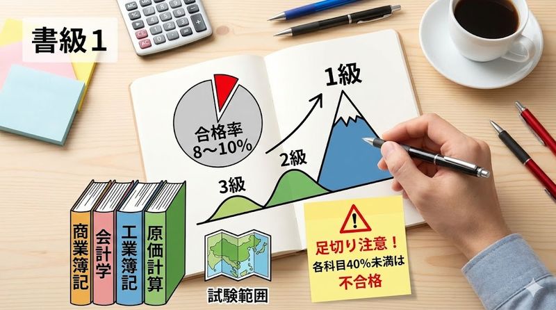 2.簿記一級の難易度と合格率