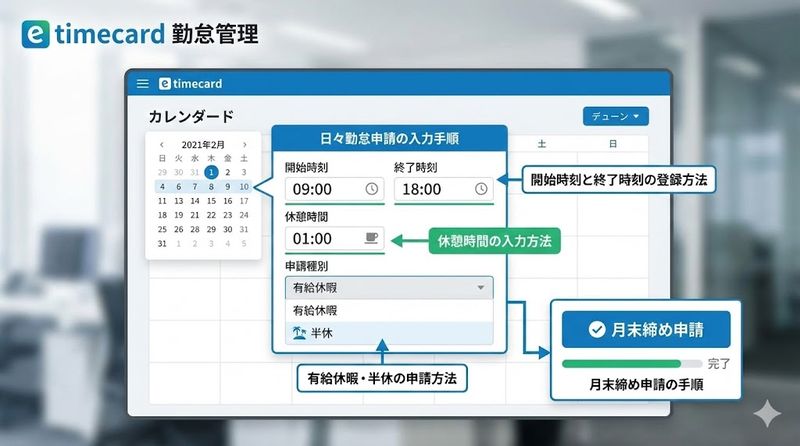 3. e timecardでの勤怠管理の使い方
