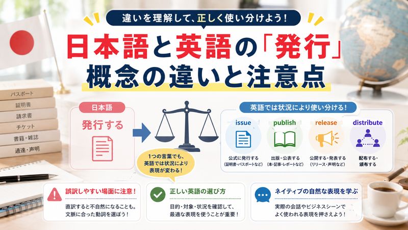 4.日本語と英語の「発行」概念の違いと注意点
