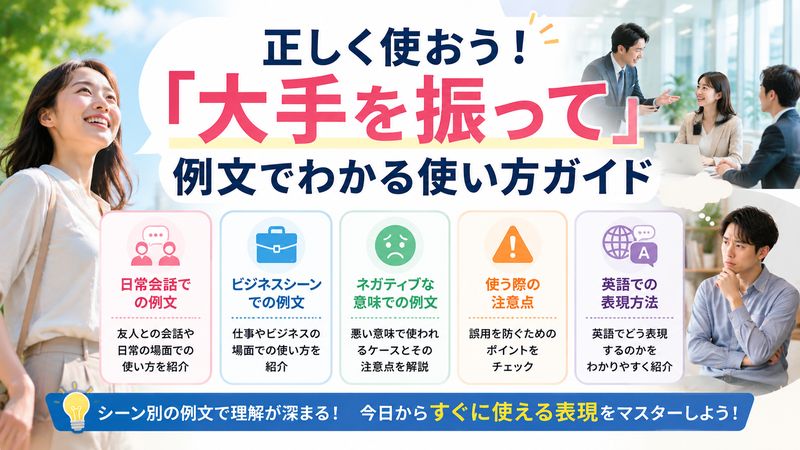 3.「大手を振って」の使い方と例文