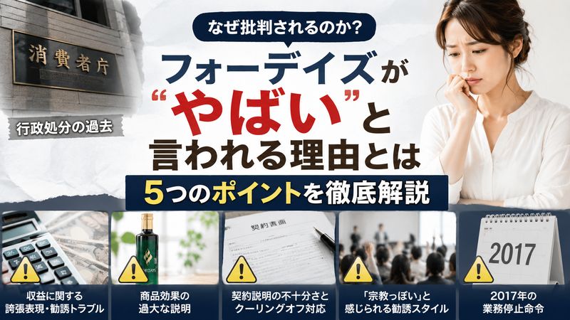 2.フォーデイズが「やばい」と言われる5つの理由